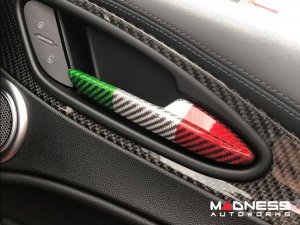 Alfa Romeo Stelvio Interior Door Handle Trim Set - Carbon Fiber - Italian Theme Alfa Romeo Stelvio Interior Door Handle Trim Set - Carbon Fiber - Italian Theme